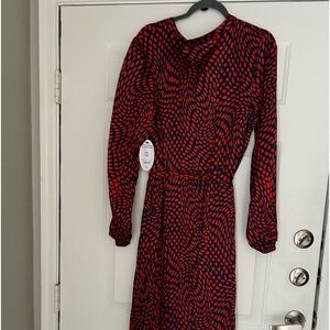 Red/blue pleated dress